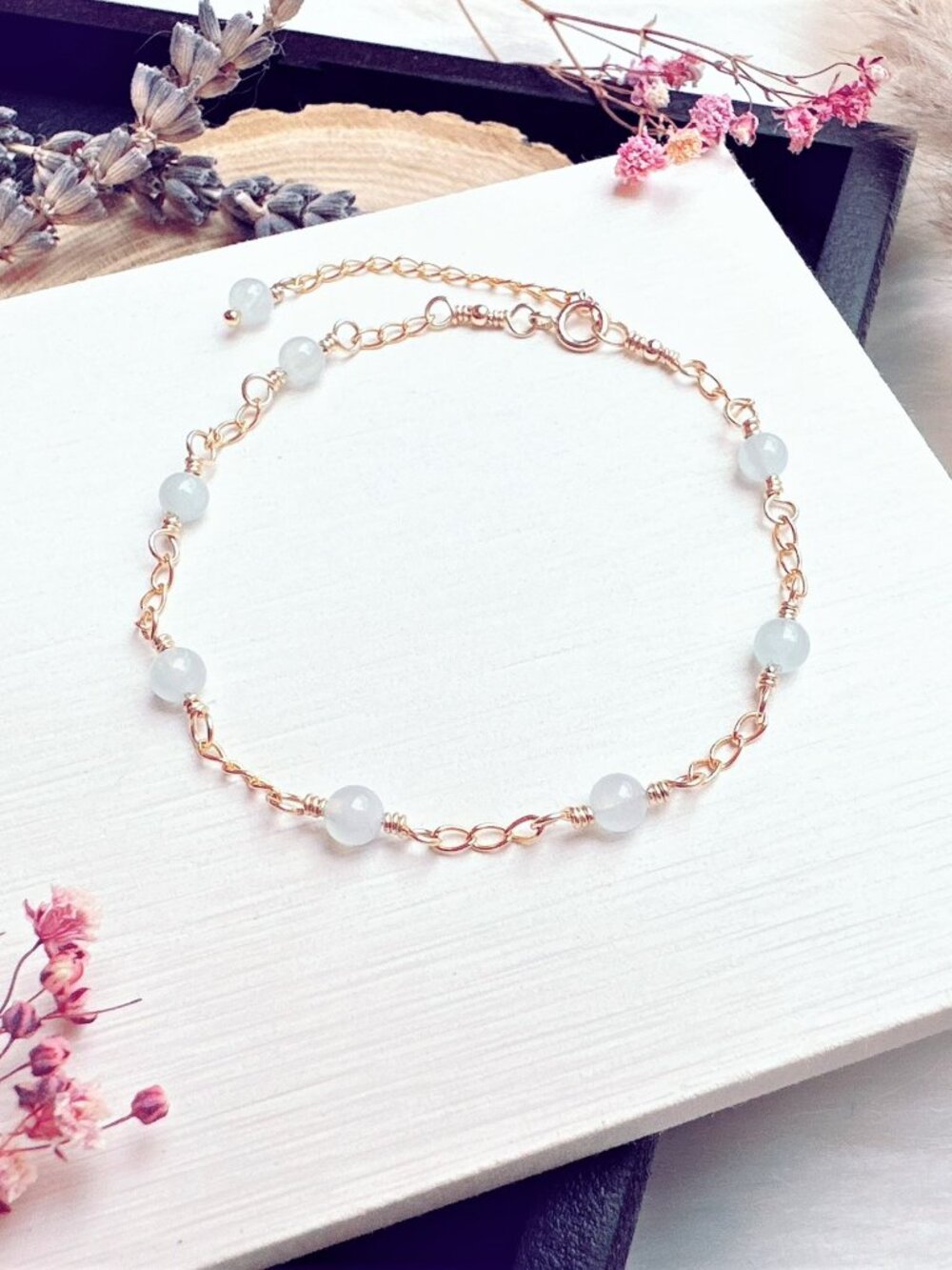 14k Gold-Filled Aquamarine Gold Chain Bracelet | Handmade in BC